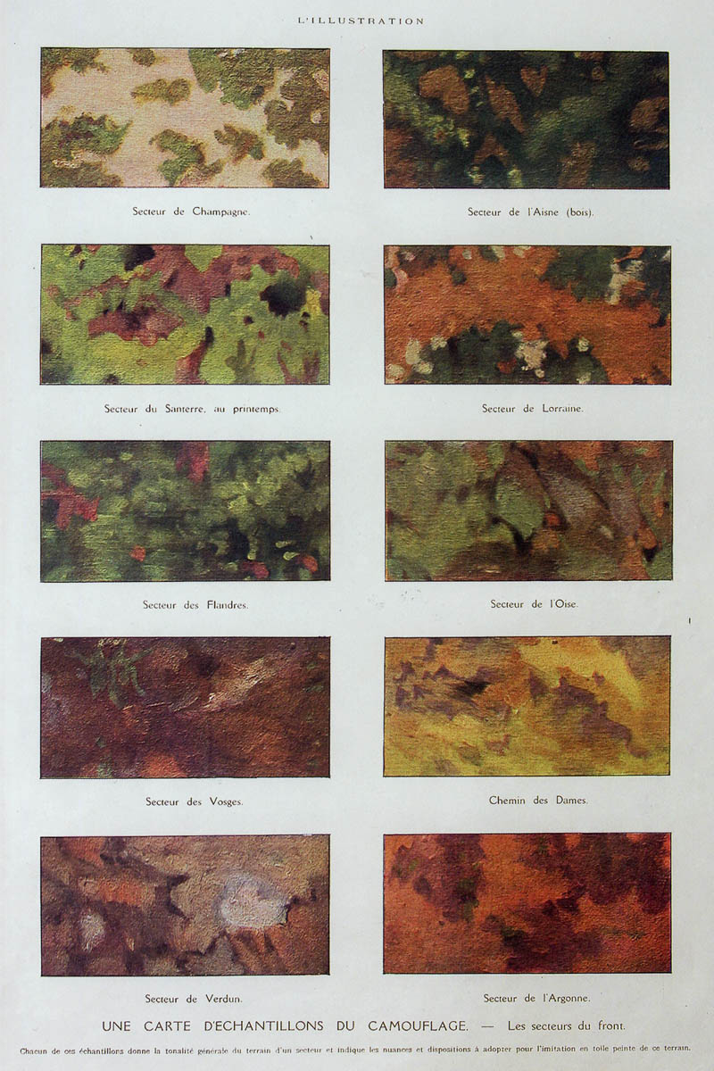French Camouflage for different sectors of the front from WW1